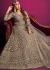 Net embroidered abaya style Anarkali suit in Grey colour 5001